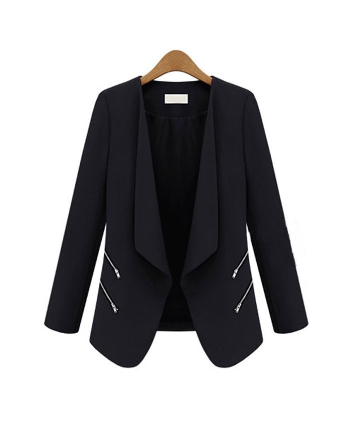 Woman Fall Zipper Slim Jacket Blazer Working Suit